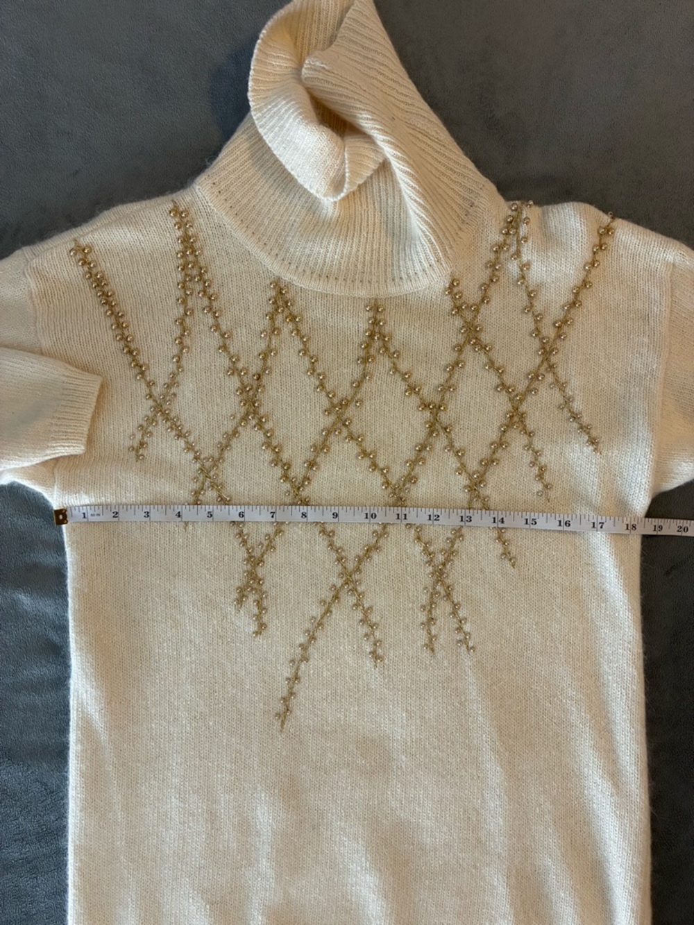 Vintage Santoria Silk, Angora Rabbit Hair, & Lambswool Blend Beaded Sweater - Picture 9 of 9